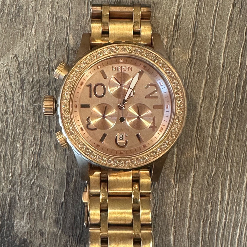 Nixon Gold Watch with Crystal Accents